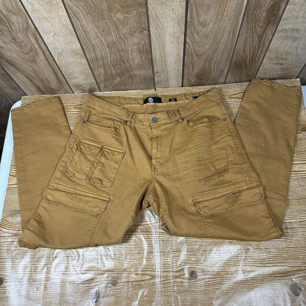 Jordan Craig Sean Jeans Distressed‎ Denim Men’s Size 40 x 32 Mustard Yellow